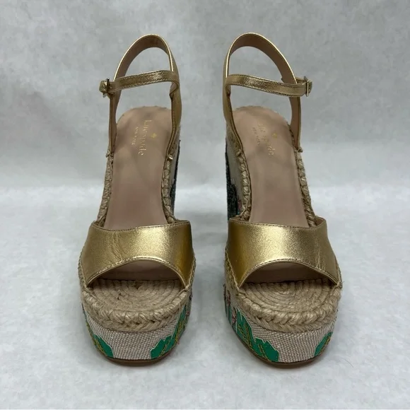 KATE SPADE Dallas Cactus Platform Wedge Sandals - Sz 7 - Picture 7 of 15